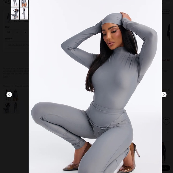 Fashion Nova Isabelle 3 Piece Bodysuit Legging Set - Grey - Picture 3 of 5